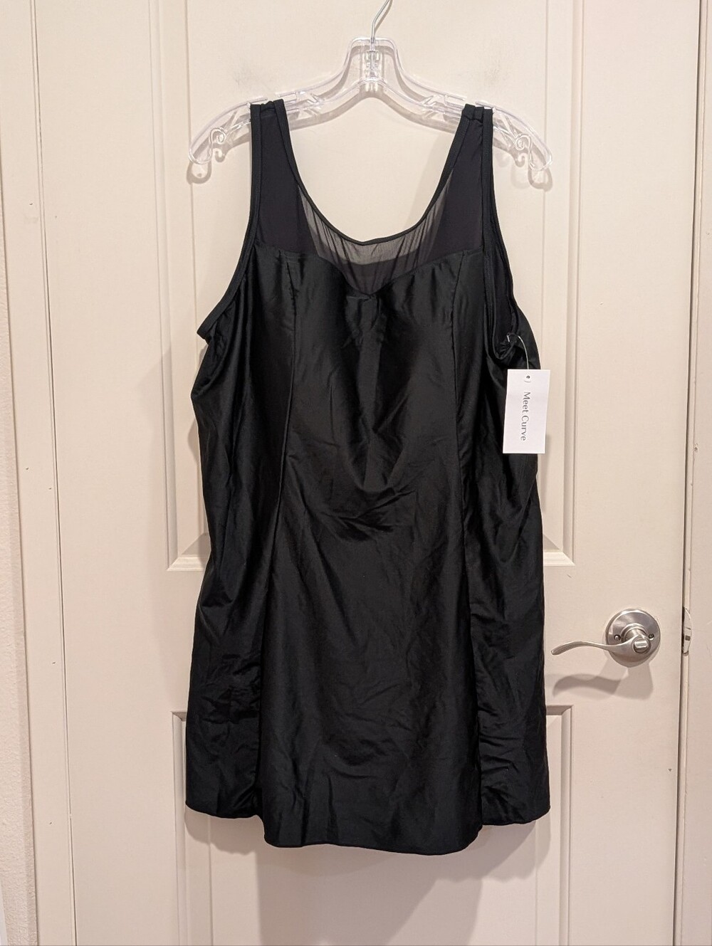 Meet Curve Black Women's Swimdress with Mesh Yoke 4X